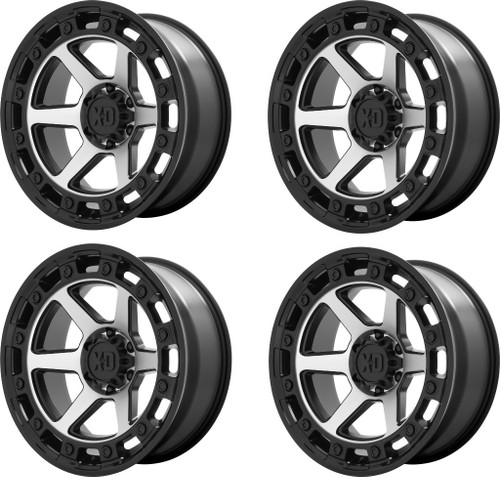 Set 4 XD XD862 Raid 17x9 5x5 Satin Black Machined Wheels 17" 0mm Rims