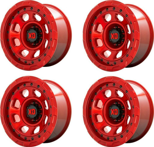 Set 4 XD XD861 Storm 20x10 5x5 Candy Red Wheels 20" -18mm Lifted For Jeep Rims