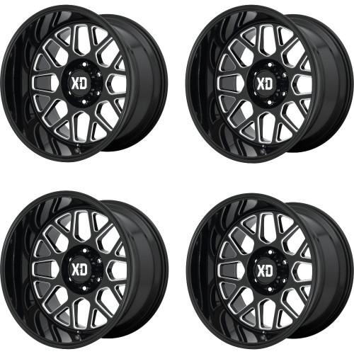 Set 4 XD XD849 Grenade 2 20x9 5x150 Gloss Black Milled Wheels 20" 18mm Rims