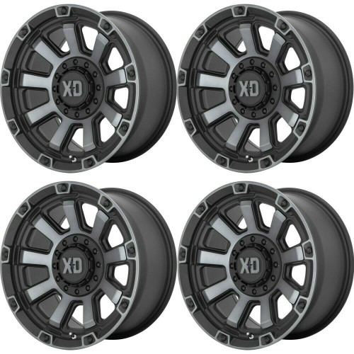 Set 4 XD XD851 Monster 3 20x9 5x5 5x5.5 Black With Gray Tint Wheels 20" 18mm