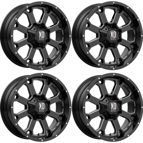 Set 4 XD XD825 Buck 25 20x9 8x180 Gloss Black Milled Wheels 20" 0mm Truck Rims