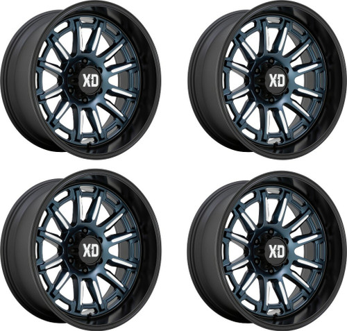 Set 4 XD XD865 Phoenix 20x9 6x135 Metallic Blue Milled Black Lip Wheels 20" 18mm