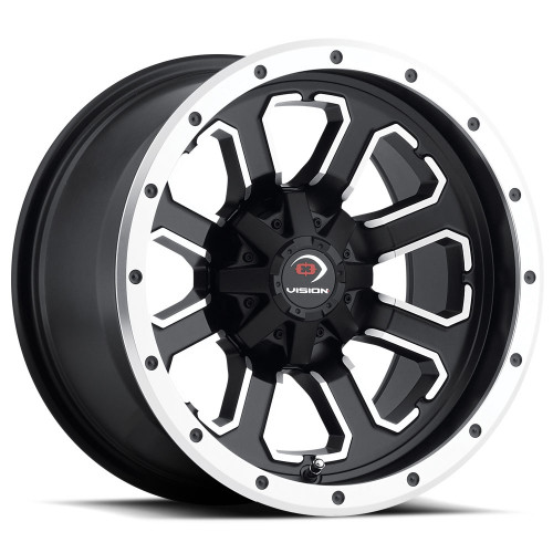 14" Vision ATV 548 Commander Matte Black Machined Wheel 14x8 4x156 Rim -10.2mm