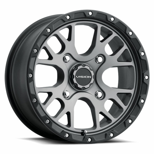 Set 4 14" Vision ATV 545 Rocker Satin Grey Wheels 14x7 4x136 Rims 38mm