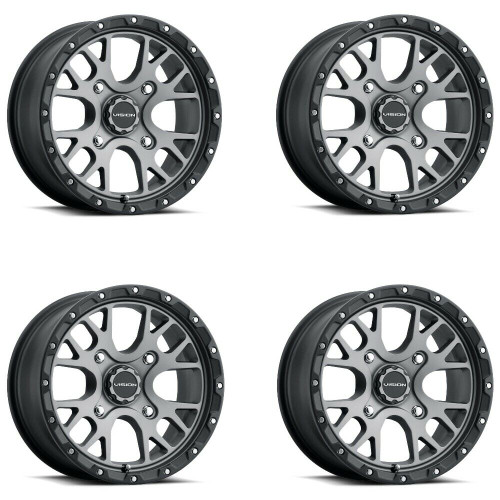 Set 4 15" Vision 545 Rocker UTV Satin Grey 15x7 Wheels 4x110 13mm Rims