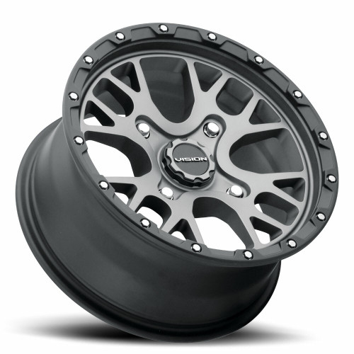 Set 4 14" Vision ATV 545 Rocker Satin Grey Wheels 14x7 4x110 Rims 13mm