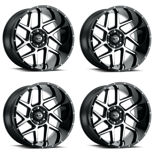 Set 4 20" Vision 360 Sliver Gloss Black Machined Face 20x10 Wheels 8x180 -25mm Rims