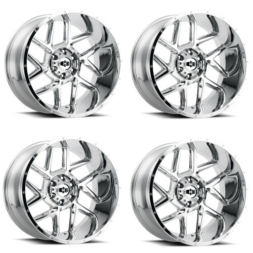 Set 4 20" Vision Off-Road 360 Sliver Chrome Wheels 20x12 8x170 Lifted Rims -51mm