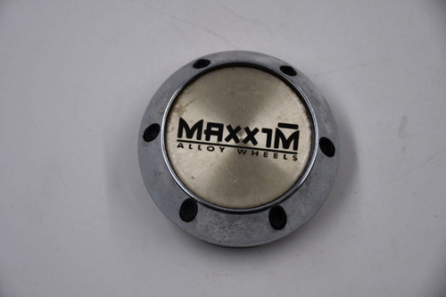 Maxxim Chrome, Black Lettering & cosmetic screws Wheel Center Cap Hub Cap C-097-1(BLK) 2.625" Maxxim Alloy Wheels Snap in