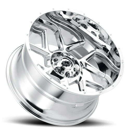 Set 4 24" Vision Off-Road 360 Sliver Chrome Wheels 24x12 5x5.5 Lifted Rims -51mm