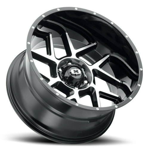 20" Vision 360 Sliver Gloss Black Machined Face 20x10 Wheel 5x150 -25mm Rim