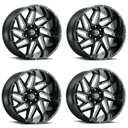Set 4 22" Vision 361 Spyder Gloss Black Milled Spoke Wheels 22x10 5x5.5 -19mm