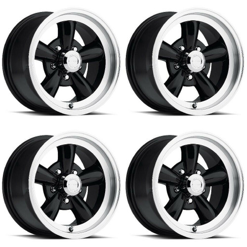 Set 4 17" Vision 141 Legend 5 Gloss Black Machined Lip 17x8 Wheels 5x5.5 (5x139.7) 0mm Rims
