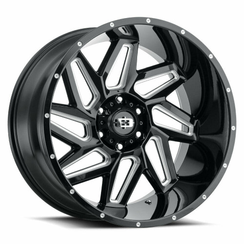 Set 4 22" Vision 361 Spyder Gloss Black Milled Spoke Wheels 22x12 8x170 -51mm