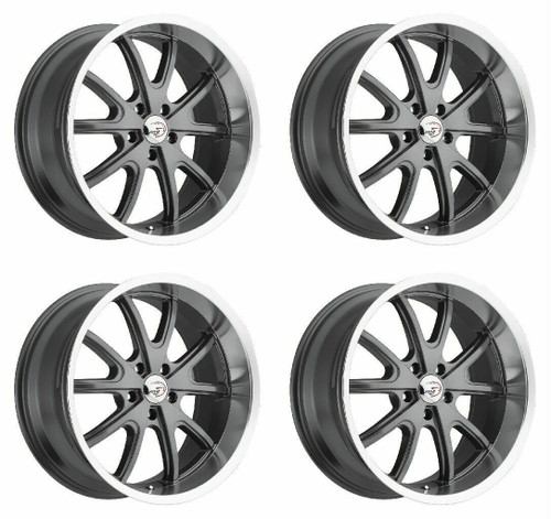 Set 4 15" Vision Muscle 143 Torque Gunmetal Machined Lip Wheels 15x7 5x4.75 6mm