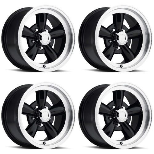 Set 4 17" Vision Muscle 141H Legend Black Machined Lip 17x9 5x4.75 0mm Rims