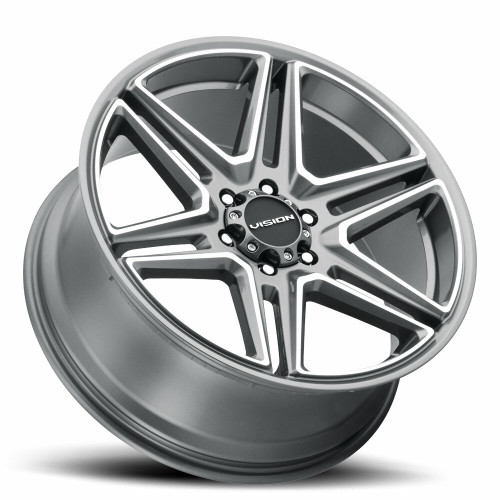 20" Vision Street 476 Wedge Gunmetal Machined Face Wheel 20x9 6x5.5 30mm Rim