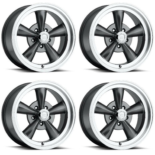 Set 4 17" Vision 141 Legend 5 Gunmetal Machined Lip 17x8 Wheels 5x5 (5x127) 19mm Rims