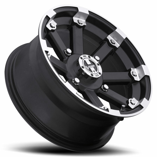 14" Vision ATV 393 Lockout Matte Black Machined Lip Wheel 14x7 4x4 Rim 2.5mm