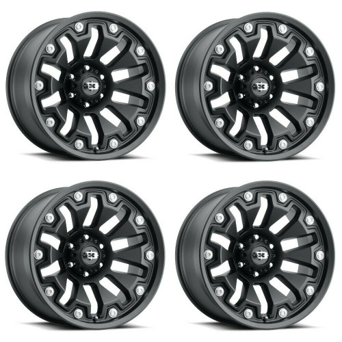 Set 4 18" Vision Off-Road 362 Armor Satin Black Wheels 18x9 5x5.5 12mm Rims