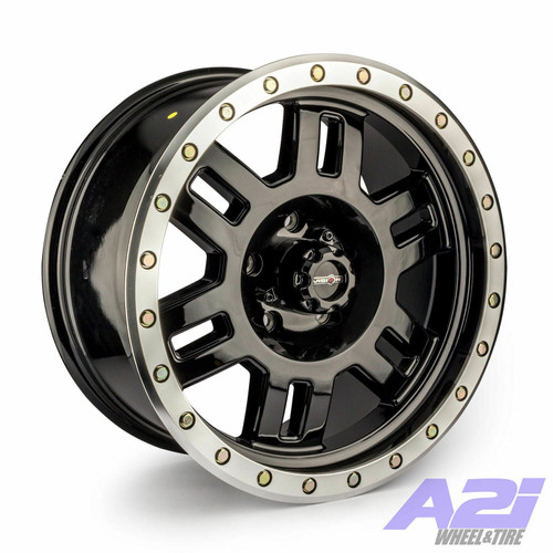18" Vision Off-Road 398 Manx Gloss Black Machined Lip Wheel 18x9 5x5 Rim 18mm