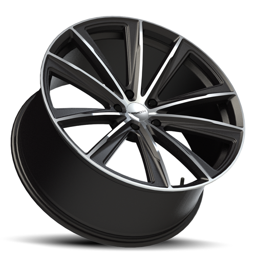 22" Vision Street 471 Splinter Gloss Black Machined Wheel 22x9 5x115 Rim 20mm
