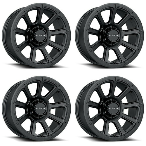 Set 4 20" Vision Off-Road 353 Turbine Matte Black Wheels 20x9 8x6.5 Rims 12mm