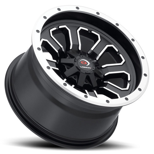 14" Vision ATV 548 Commander Matte Black Machined Wheel 14x8 4x110 Rim -10.2mm