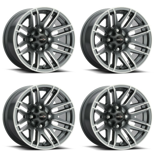 Set 4 12" Vision ATV 112 Assault Gunmetal Machined Face  12x8 4x110 -10.2mm Rims