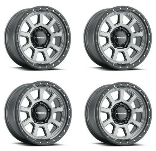 Set 4 20" Vision Off-Road 350 Ojos Satin Grey Wheels 20x9 6x135 Truck Rims 12mm