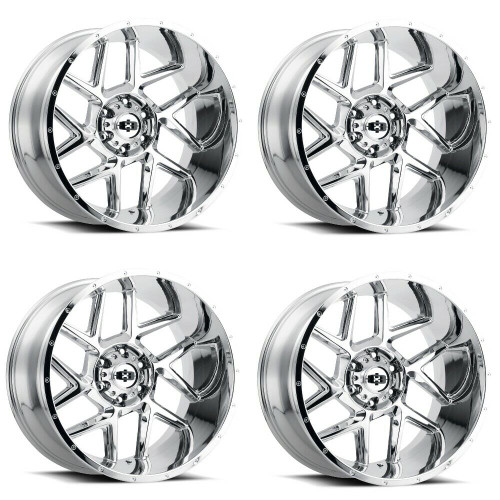 Set 4 24" Vision Off-Road 360 Sliver Chrome Wheels 24x12 5x5 Rims -51mm For Jeep