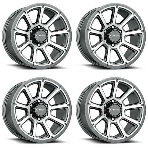 Set 4 20" Vision 353 Turbine Gunmetal Machined Face Wheels 20x9 8x180 Rims 12mm