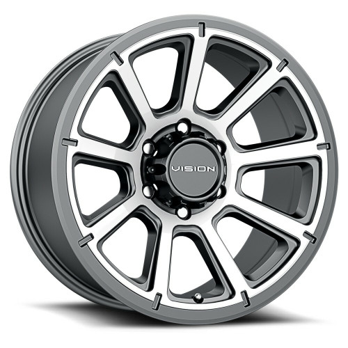 17" Vision Off-Road 353 Turbine Gunmetal Machined Face Wheel 17x8.5 6x5.5 18mm