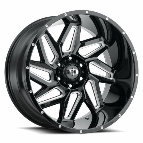 Set 4 22" Vision 361 Spyder Gloss Black Milled Spoke Wheels 22x14 5x5.5 -76mm