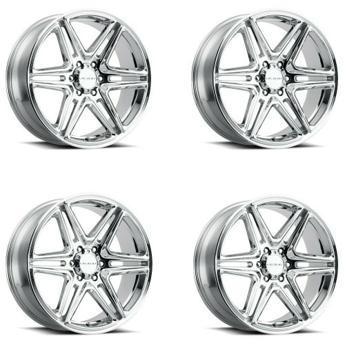 Set 4 24" Vision Street 476 Wedge Chrome Wheels 24x9.5 6x5.5 Truck Suv Rims 30mm