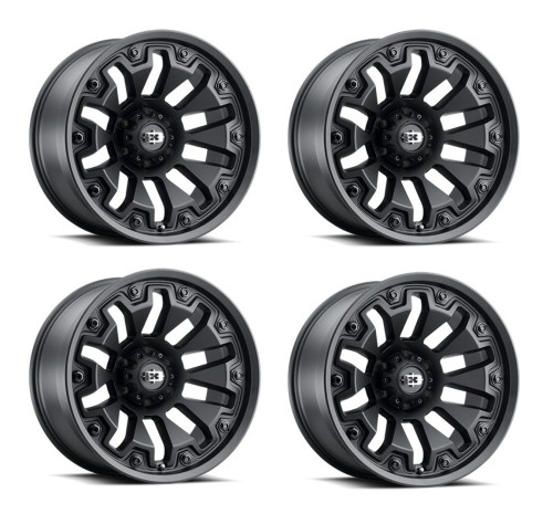 Set 4 20" Vision 362 Armor Satin Black Black Bolt Wheels 20x9 5x150 12mm Rims