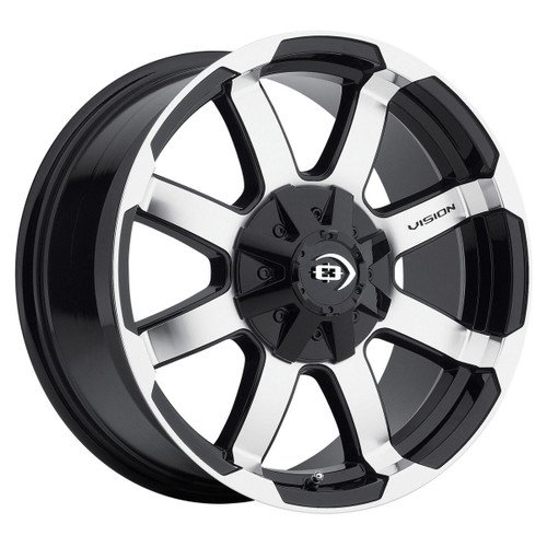 16" Vision 413 Valor Gloss Black Machined Face 16x8 Wheel 6x5.5 (6x139.7) 0mm Rim