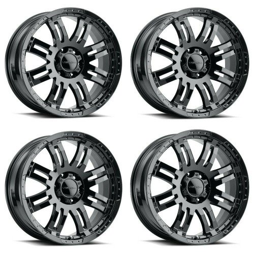 Set 4 16" Vision Off-Road 375 Warrior Gloss Black Wheels 16x8 8x6.5 Rims -6mm