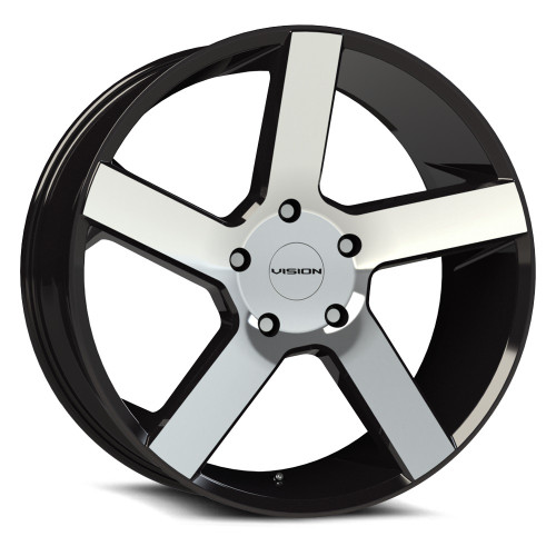 22" Vision Street 472 Switchback Gloss Black Machined Wheel 22x9.5 6x5.5 15mm