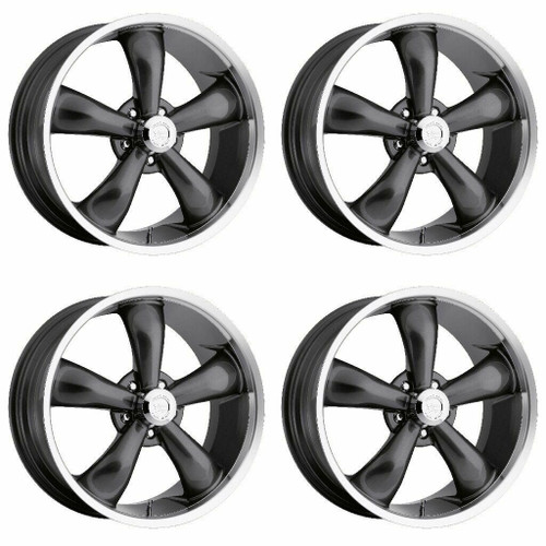 Set 4 17" Vision Muscle 142 Legend Gunmetal Machined Lip Wheels 17x8.5 5x4.5 0mm