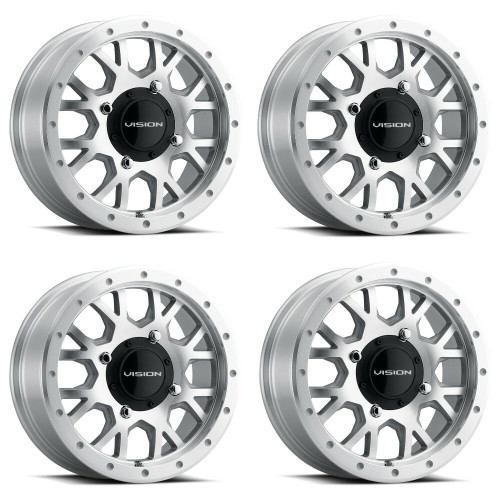 Set 4 15" Vision ATV GV8 Machined Wheels 15x6 4x156 Rims 12mm