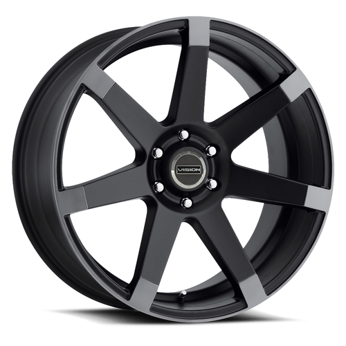 Set 4 17" Vision 9042V Matte Black w\Anthracite Spoke Ends 17x8 Wheels 6x5 (6x127) 30mm Rims