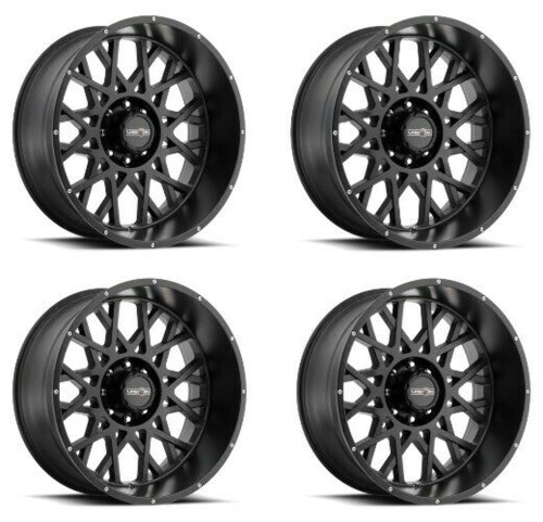 Set 4 24" Vision Off-Road 412 Rocker Satin Black Wheels 24x12 5x5 Rims -51mm