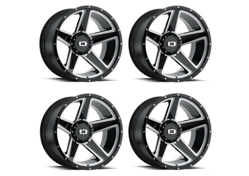 Set 4 16" Vision HD 390 Empire Gloss Black Milled Spoke Wheels 16x6 6x5.5 0mm
