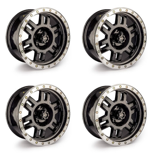 Set 4 16" Vision 398 Manx Gloss Black Machined Lip Wheels 16x8 5x5.5 Rims 0mm