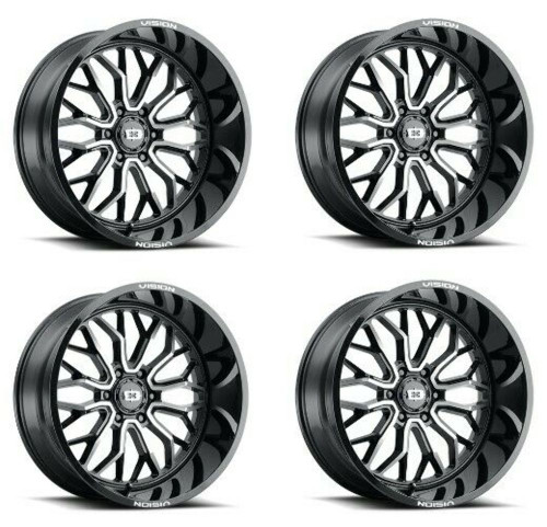 Set 4 22" Vision 402 Riot Gloss Black Machined Face Wheels 22x12 6x5.5 Rim -51mm