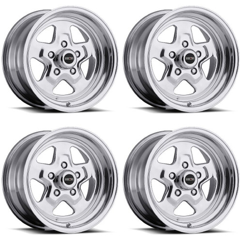 Set 4 15" Vision American Muscle 521H Nitro Polished Wheel 15x4 5x4.75 Rim -19mm