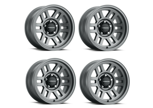 Set 4 17" Vision Off-Road 355 Manx 2 Overland Satin Grey Wheels 17x9 5x5 20mm