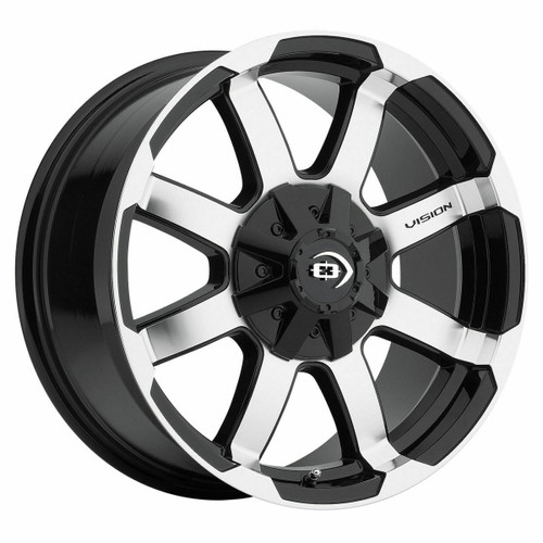 16" Vision 413 Valor Gloss Black Machined Face 16x6.5 Wheel 5x160 45mm Rim