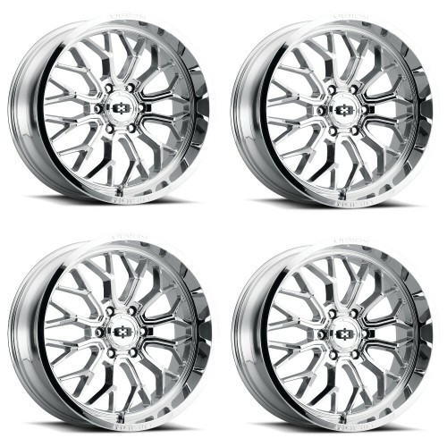 Set 4 20" Vision Off-Road 402 Riot Chrome Wheels 20x9 5x5.5 12mm Truck Rims